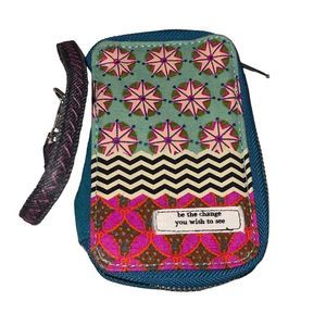 Natural Life Wristlet Wallet Bifold Bohemian Canvas Cotton